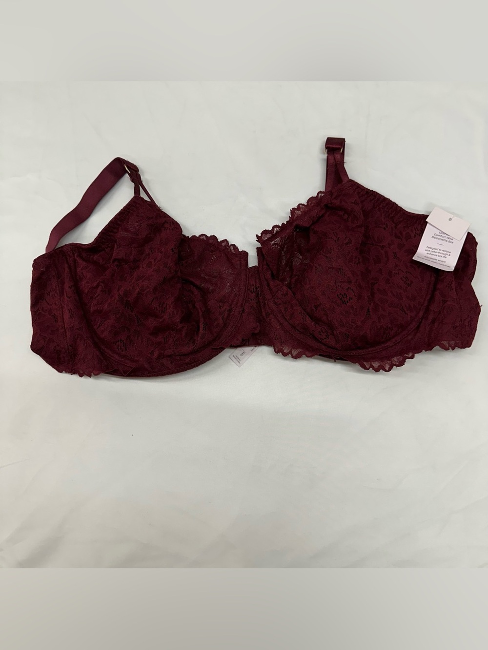 Lace Underwire Auden Bra in Deep Burgundy 44d